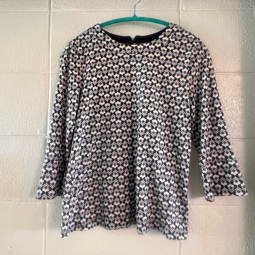 Boden geometric floral top, reminiscent of Marimekko, size 8, EUC